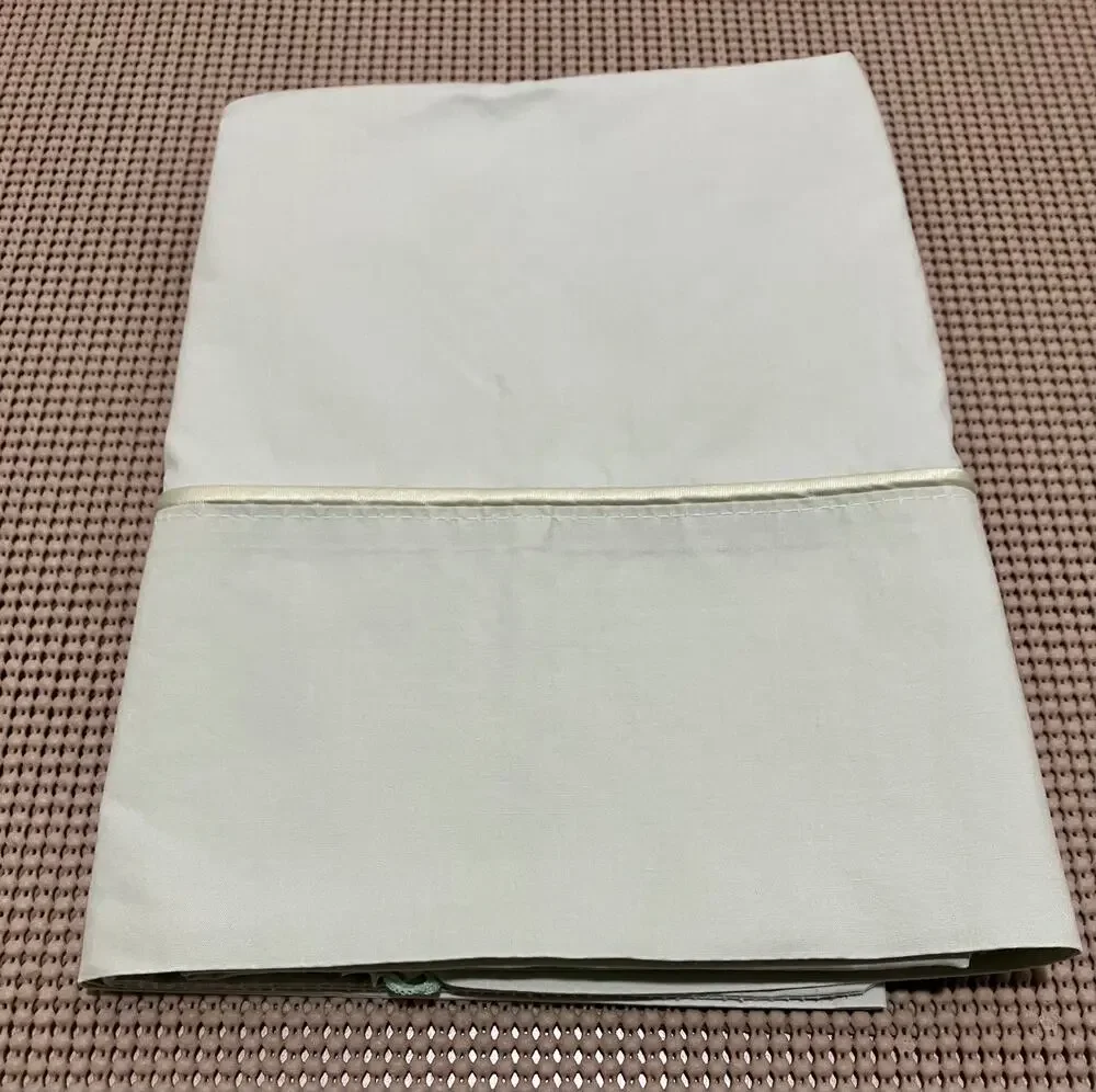 Wamsutta King Pillowcase Light Green Satin Stripe Blend Made in USA